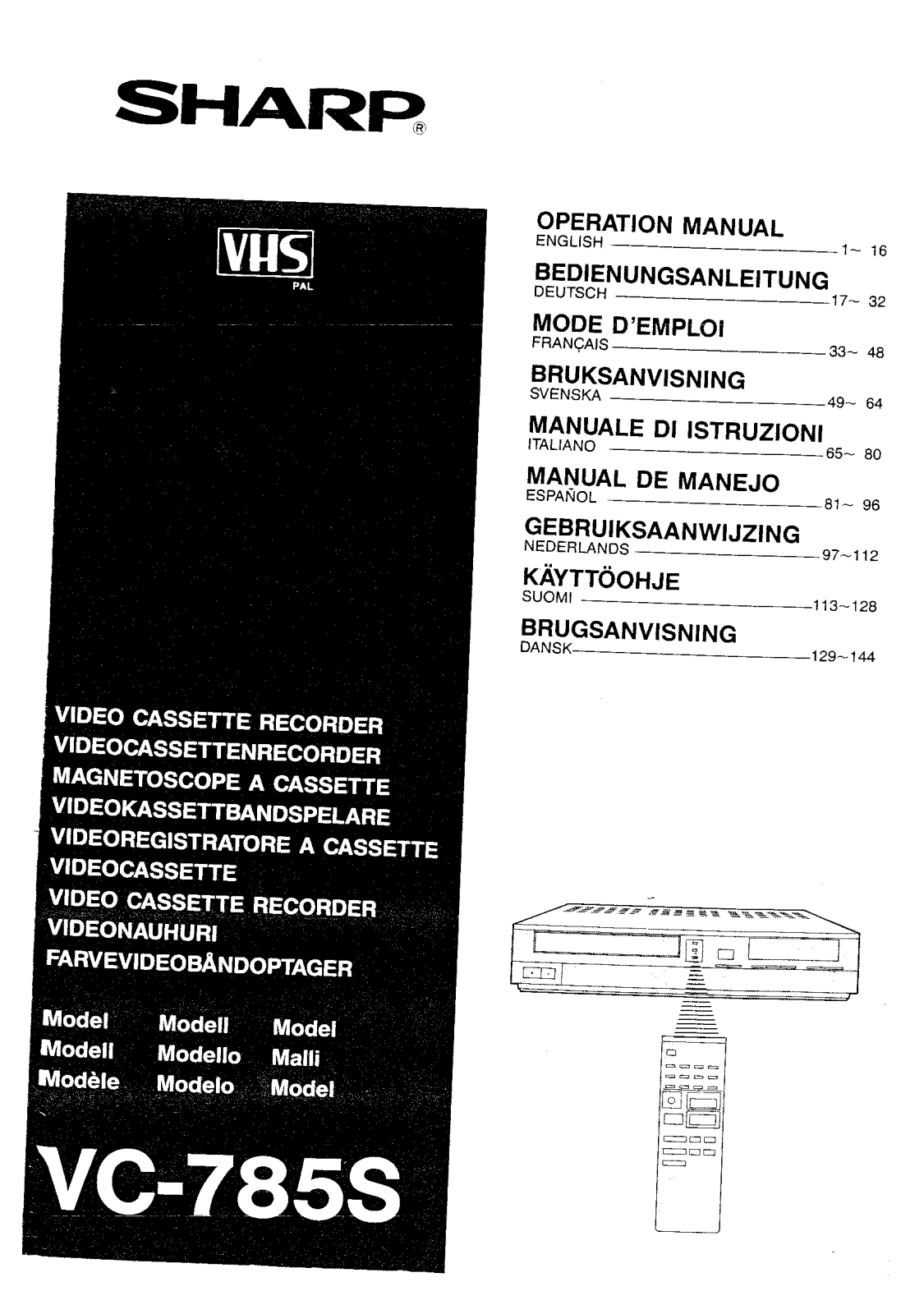 SHARP VC-785S User Manual