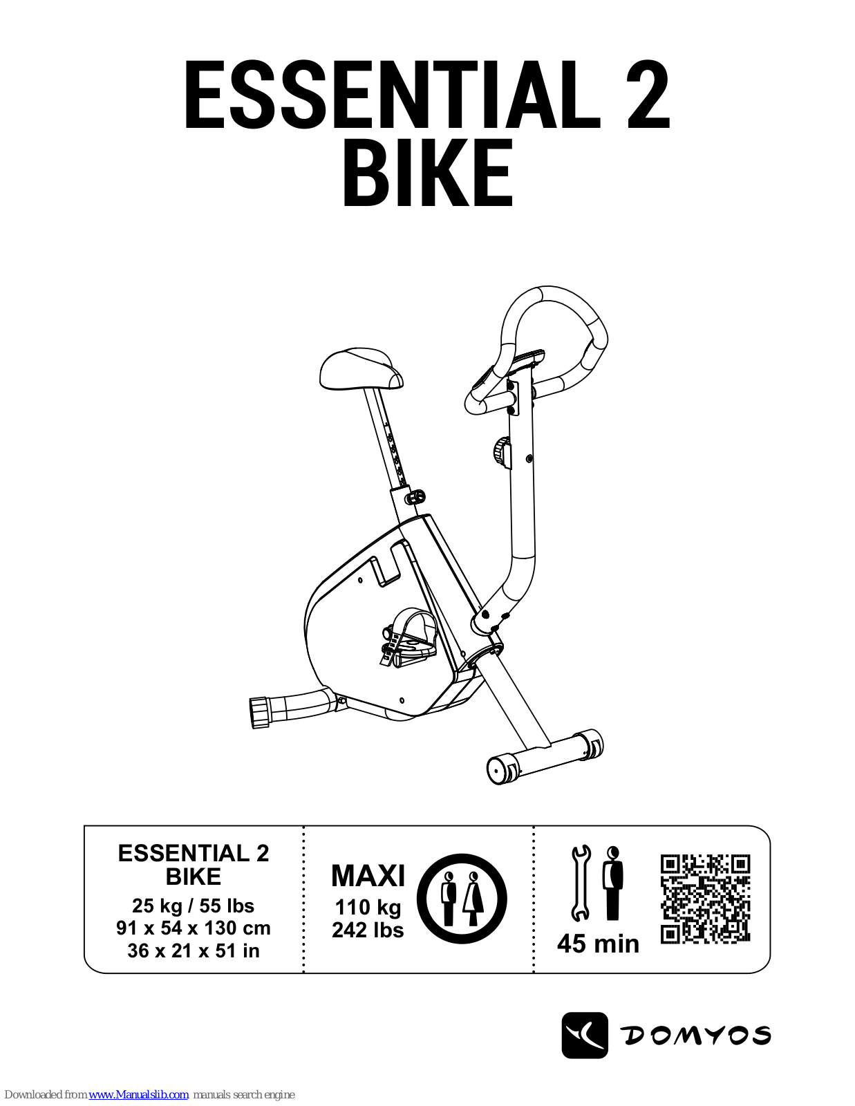 Domyos ESSENTIAL 2, ESSENTIAL +, ESSENTIAL BIKE User Manual