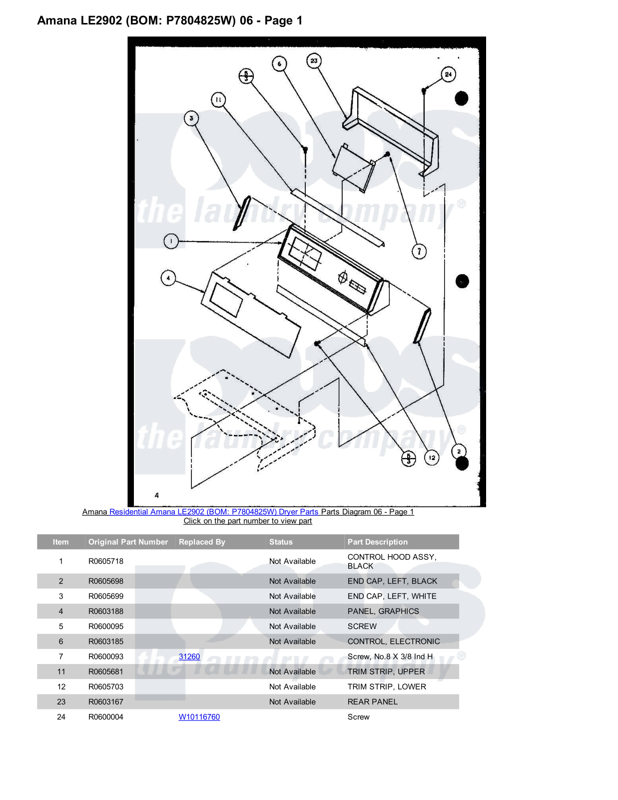 Amana LE2902 Parts Diagram