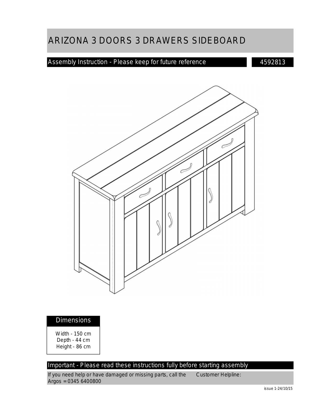 Argos 4592813 ASSEMBLY INSTRUCTIONS