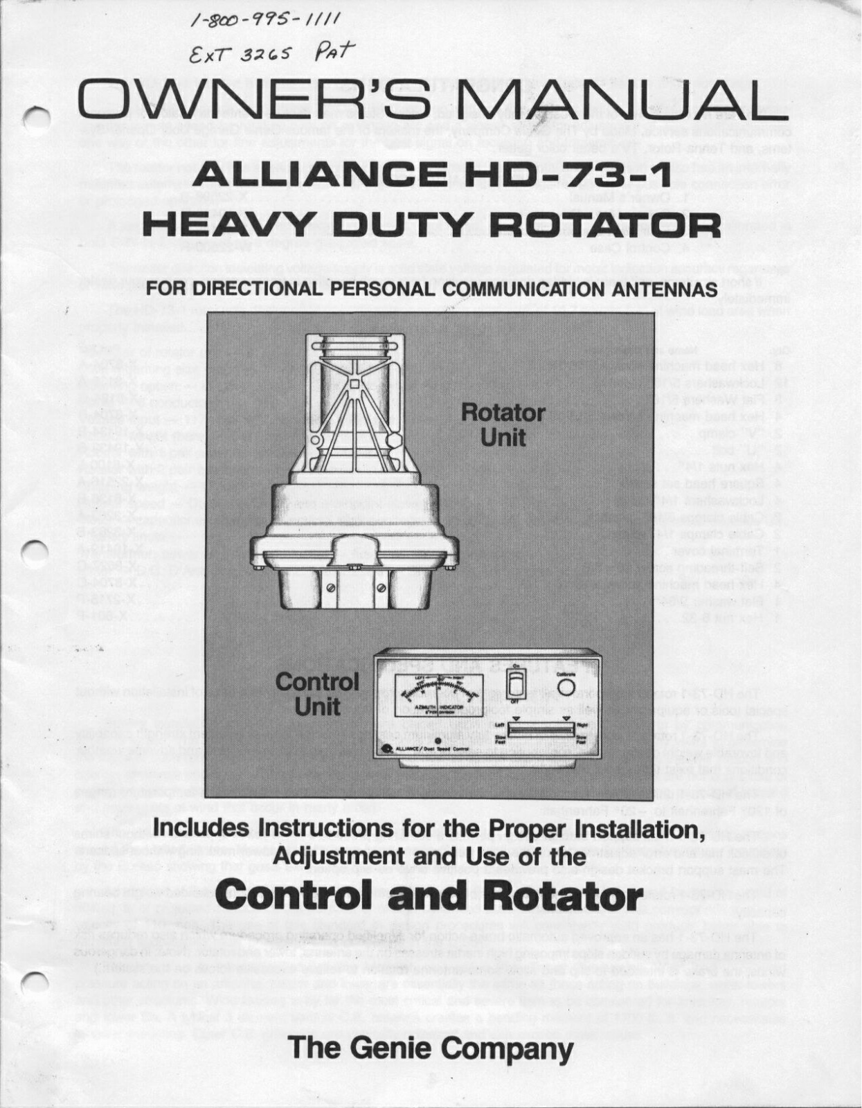 Alliance HD-73 User Guide