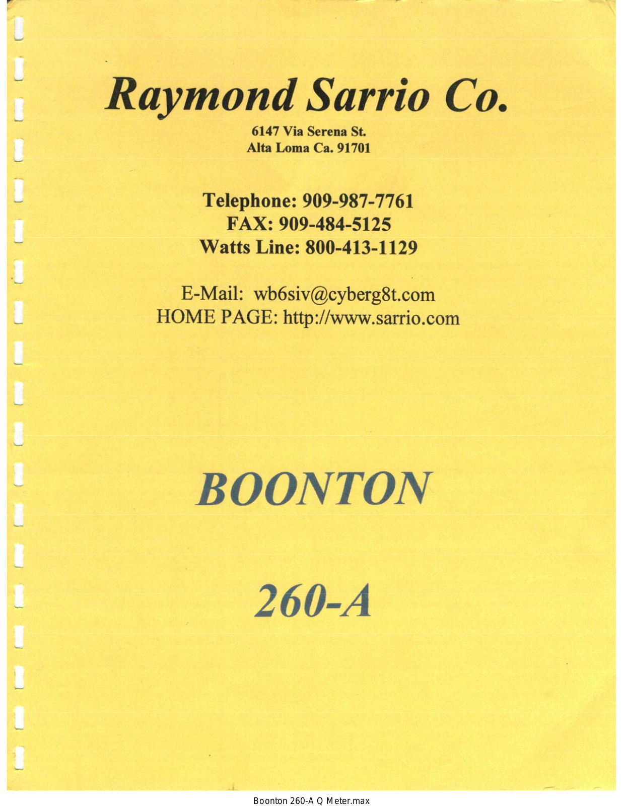 Boonton 260-AQ User Manual