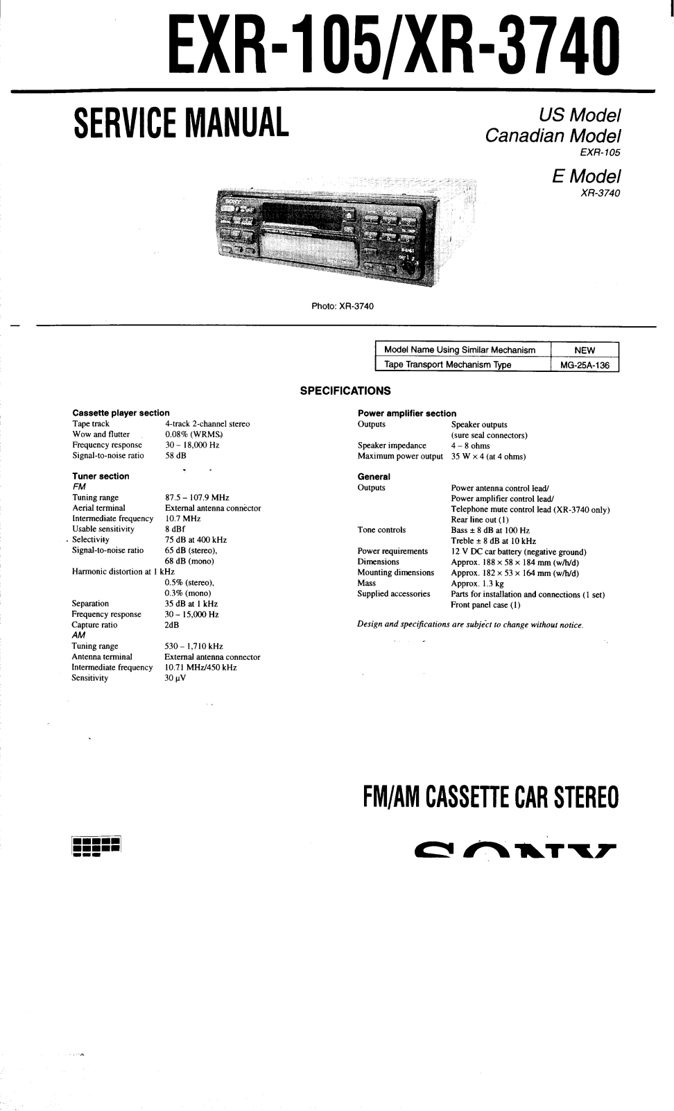 Sony EXR-105 Service Manual