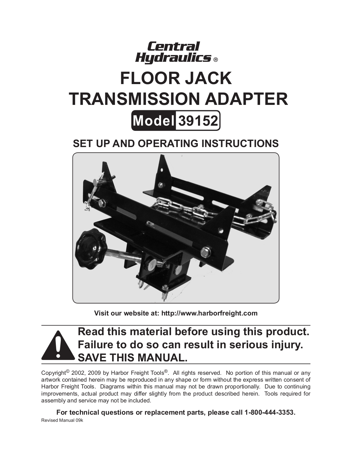 Central Hydraulics 39152 User Manual