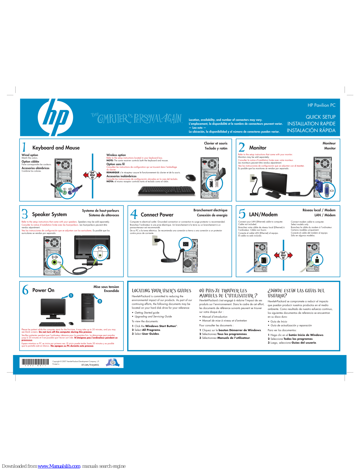 HP A6119H, A6152N, A6219H, A6220N, A6200N Quick Setup Manual