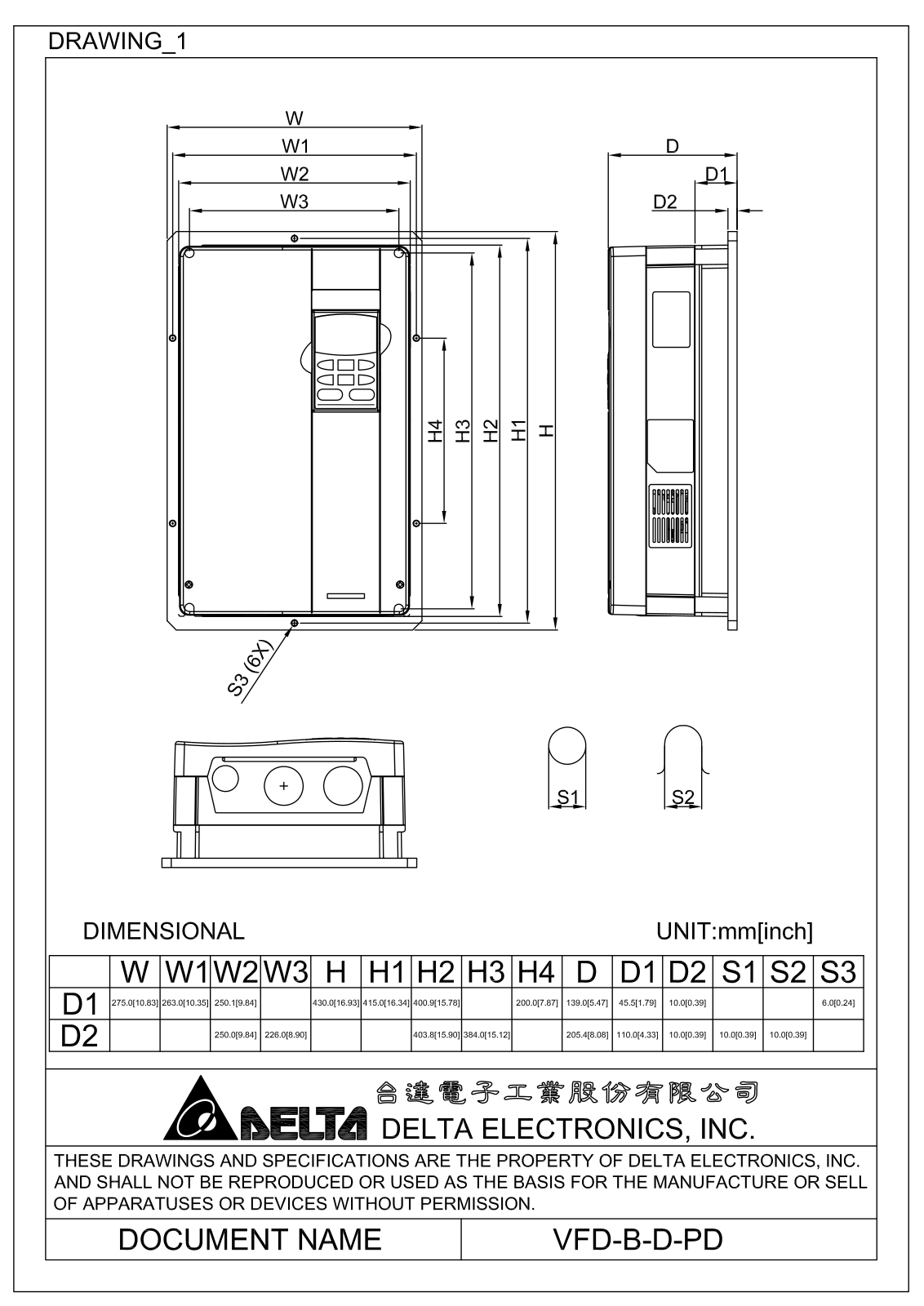 Delta Products VFD-B-D-PD Dimensional Sheet