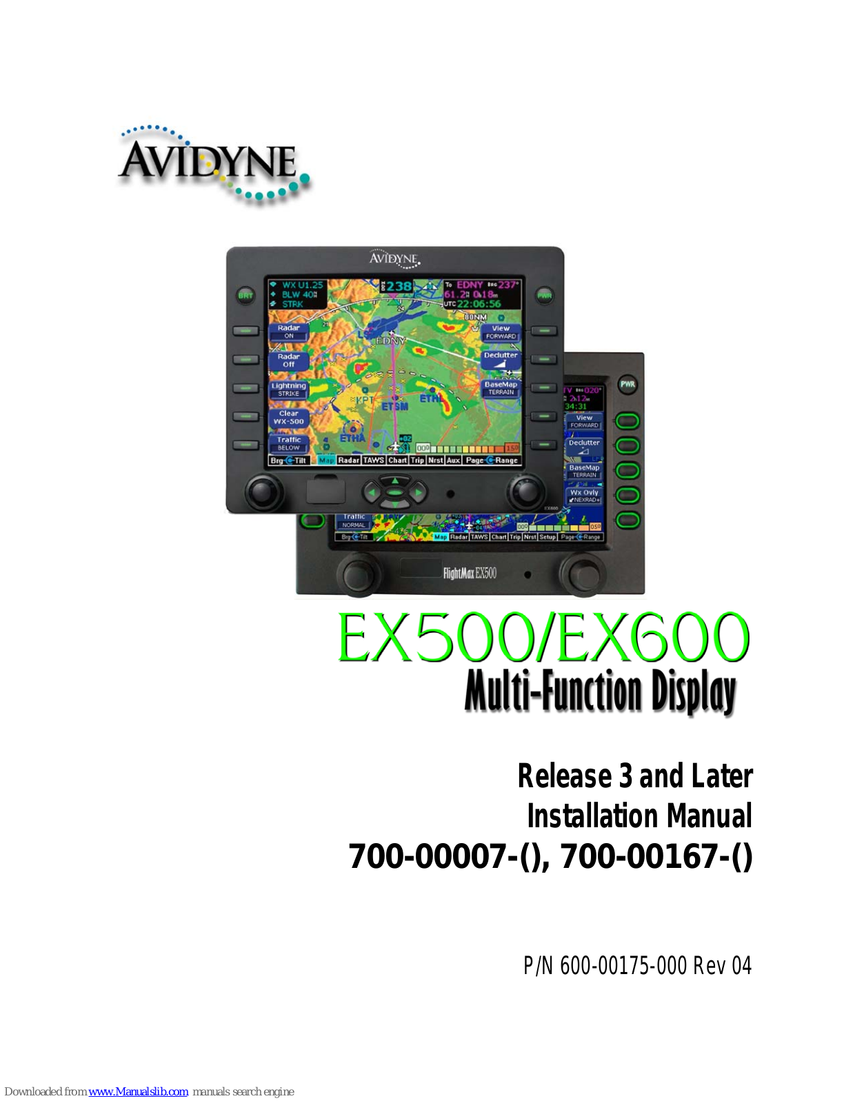 Avidyne EX500, EX600 Installation Manual