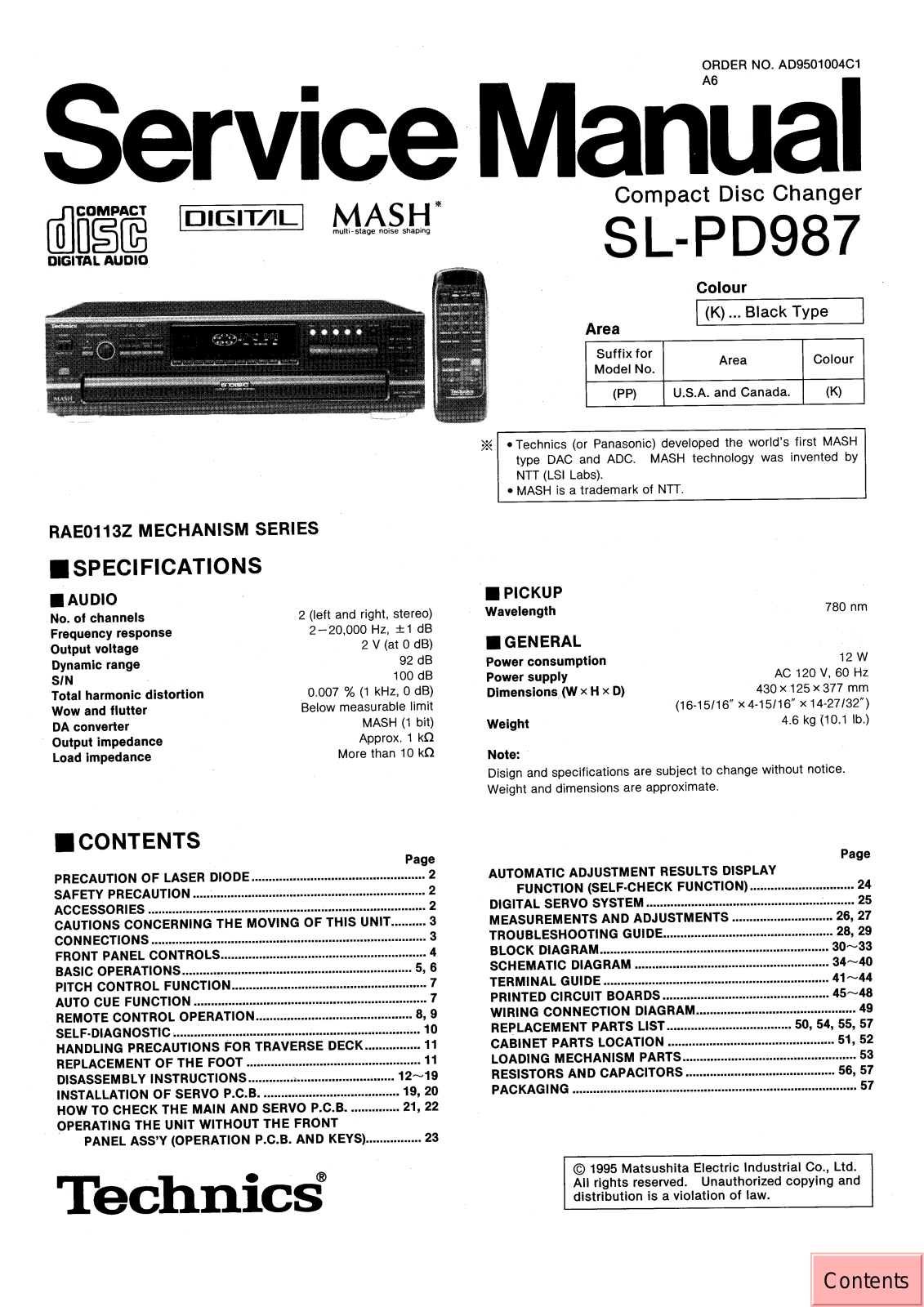 Panasonic SLPD-987 Service manual