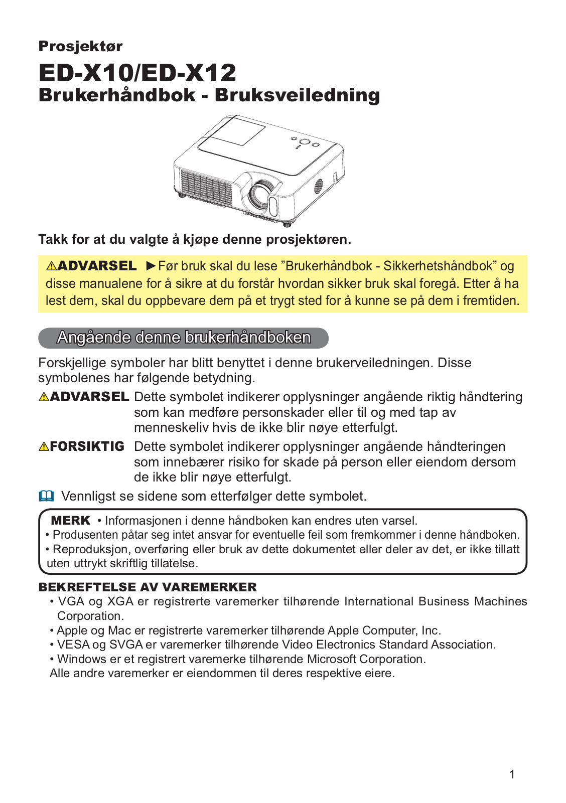 Hitachi ED-X12F, ED-X10F User Manual