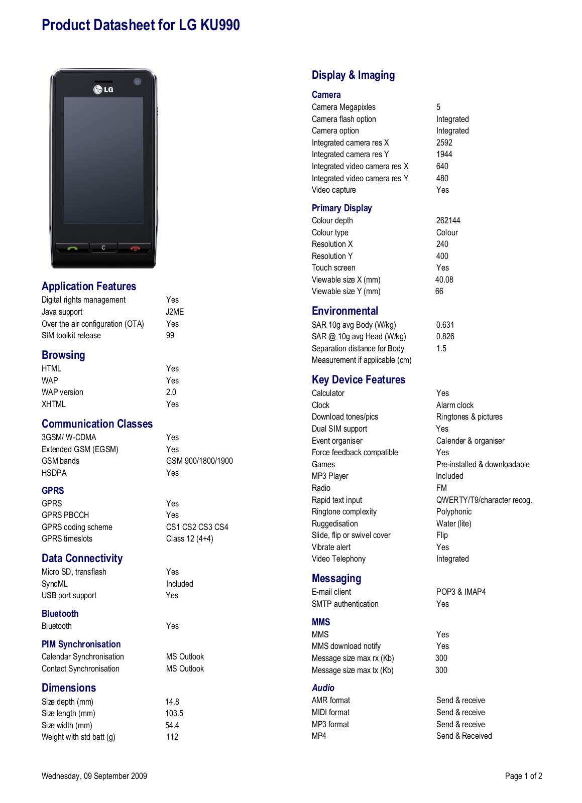 LG KU990I User Manual