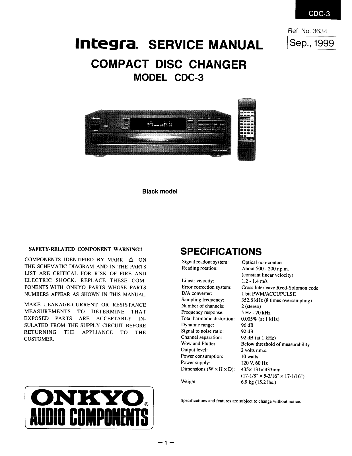 Onkyo CDC-3 Service manual