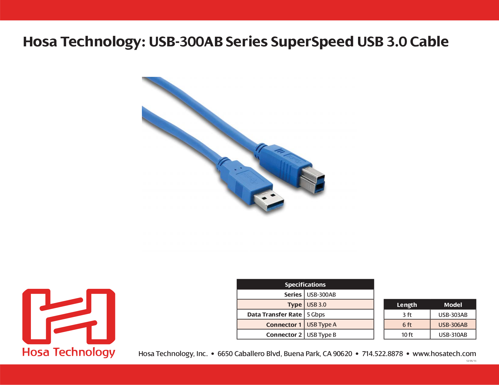 Hosa USB-306AB Specifications