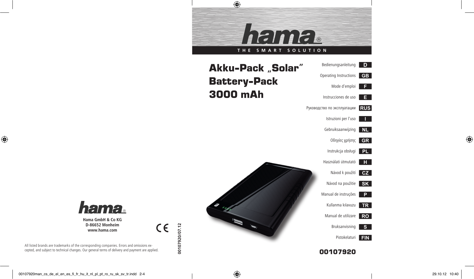 Hama 107920 User manual