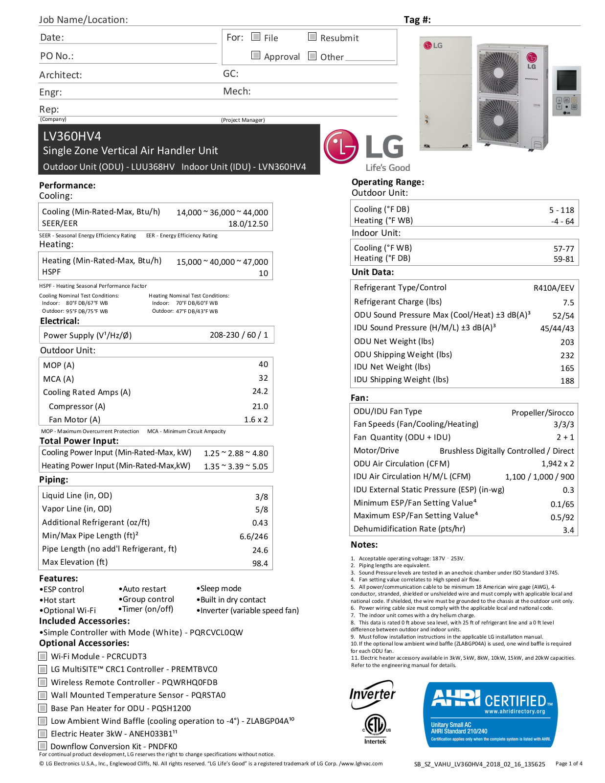 LG LUU368HV User Manual