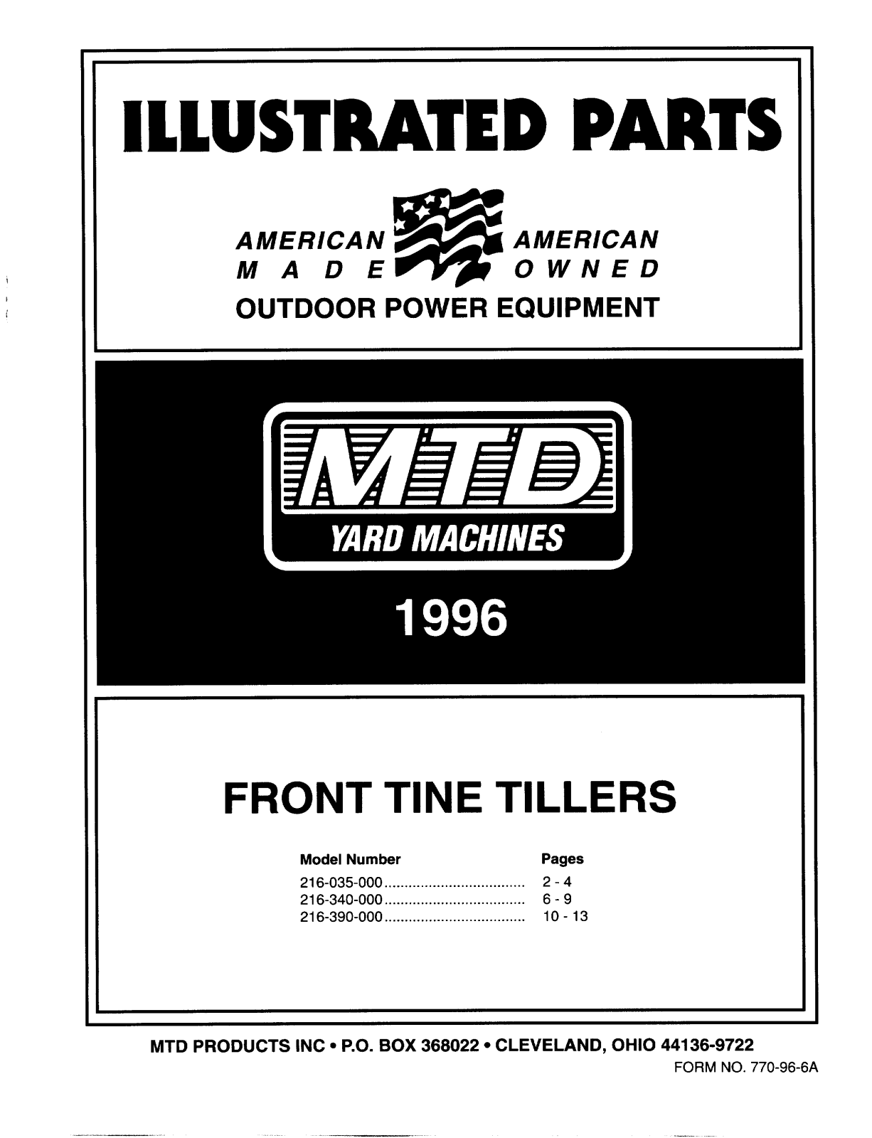 MTD 216-035-000, 216-340-000 User Manual