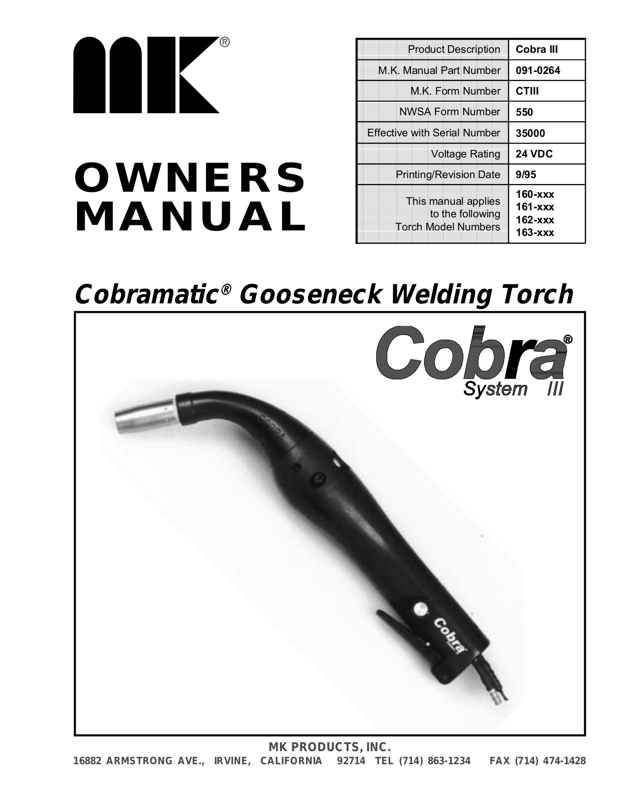 MK Products Cobra System III User Manual