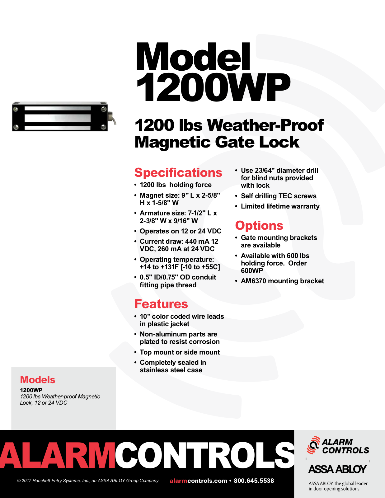 Alarm Controls 1200WP Specsheet - ManualMachine.com