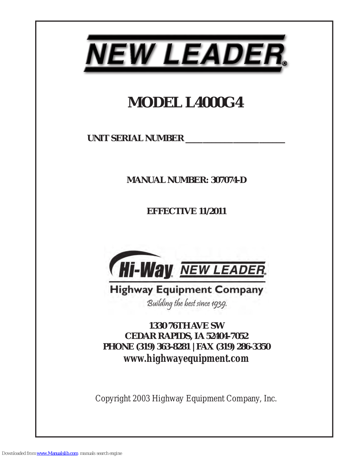 Highway L4000G4 User Manual