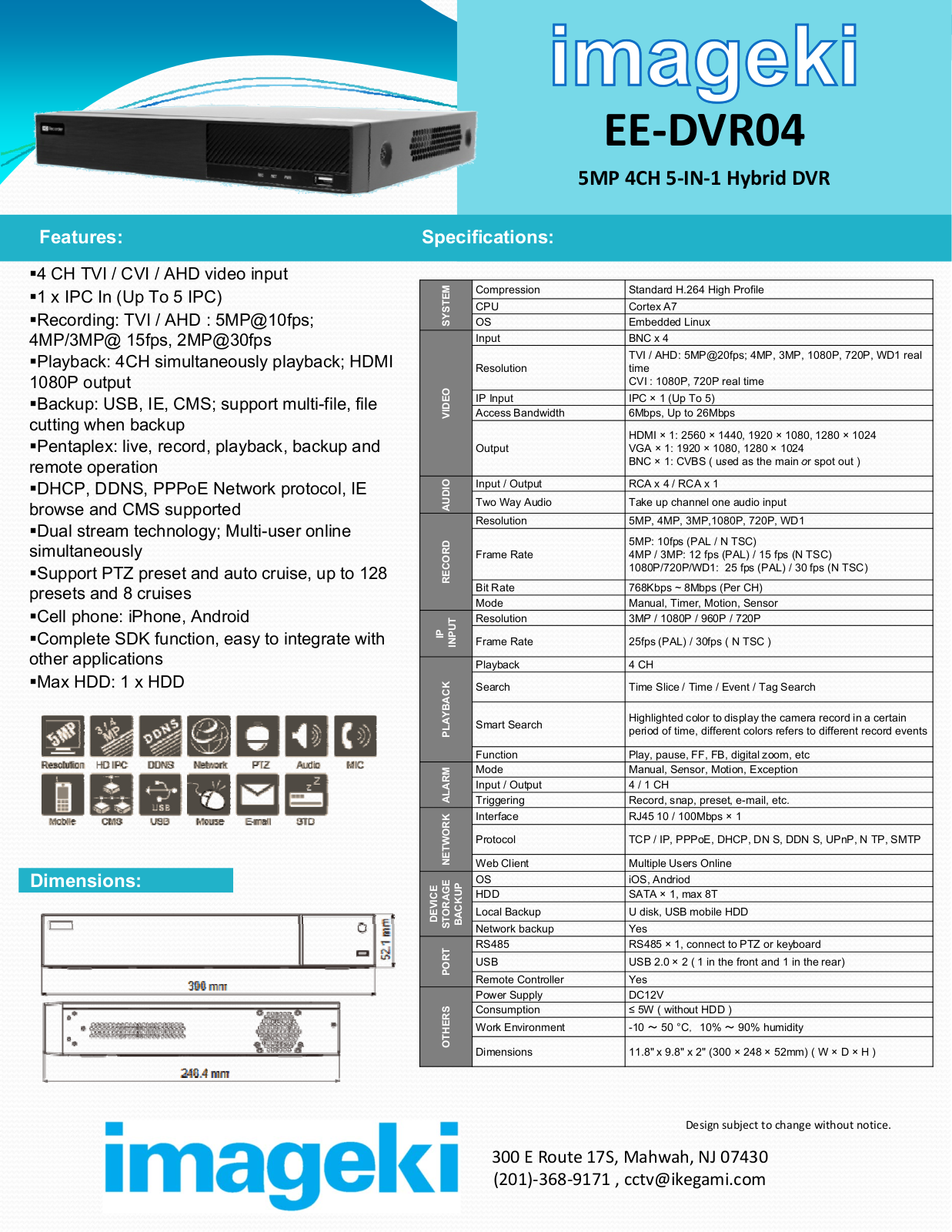 Ikegami EE-DVR04 Specsheet