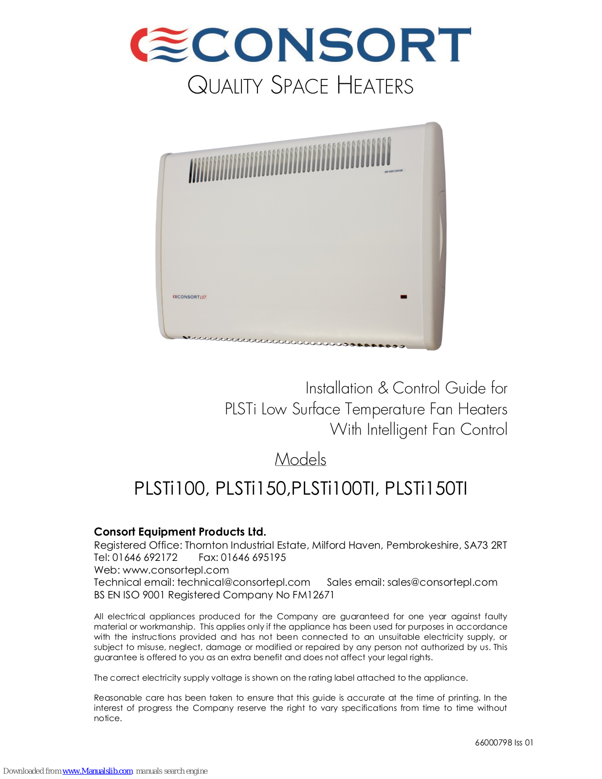 Consort PLSTi100, PLSTi150, PLSTi150TI, PLSTi100TI Installation Manual - ManualMachine.com