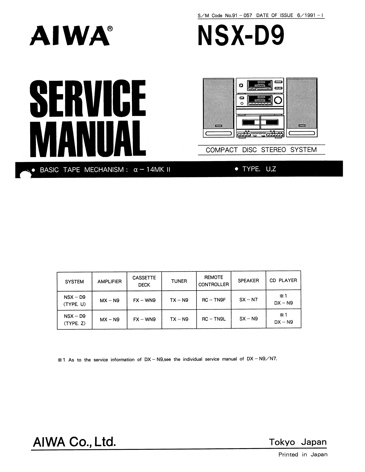 Aiwa nsx-d9 User Manual