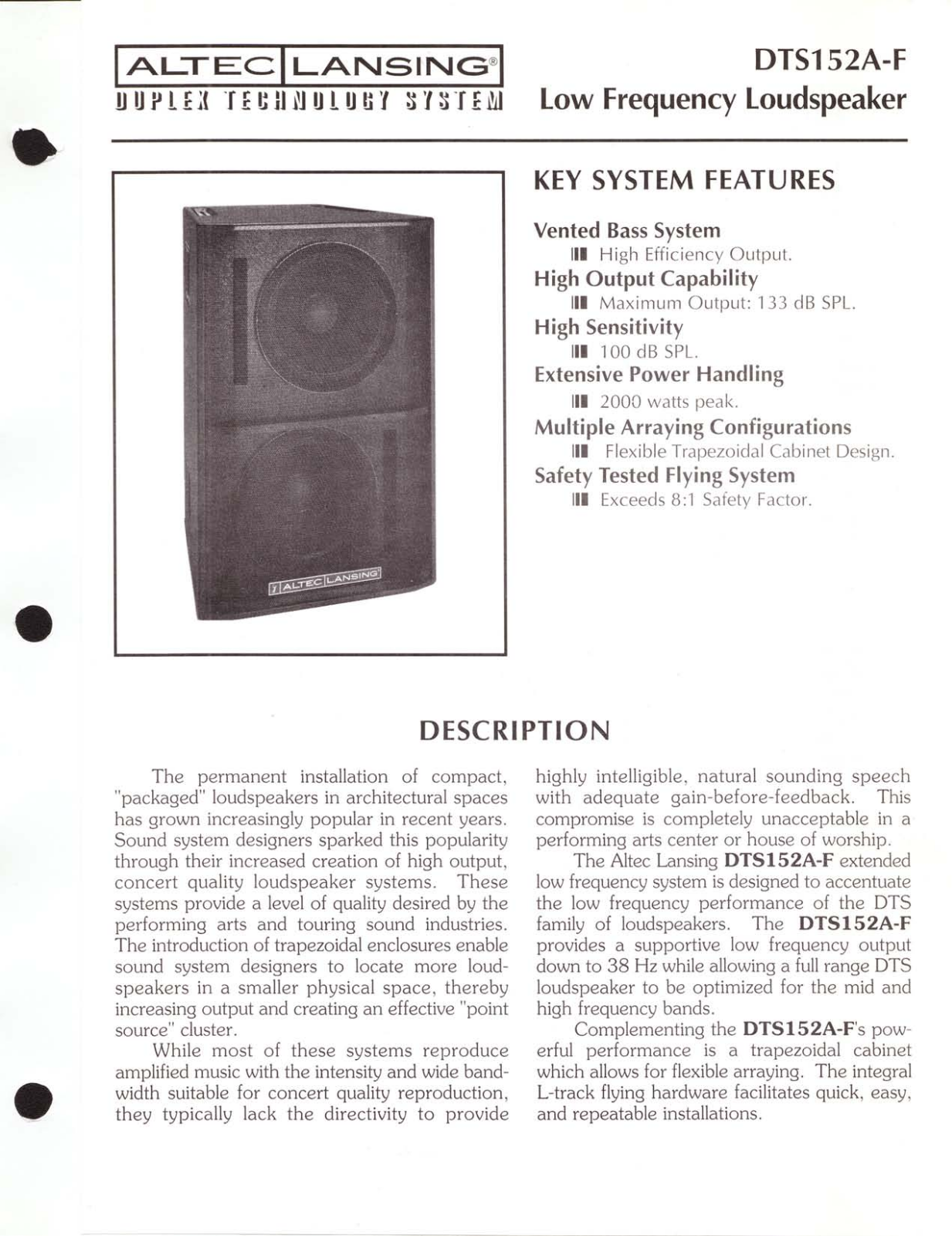 Altec lansing DTS152A-F User Manual