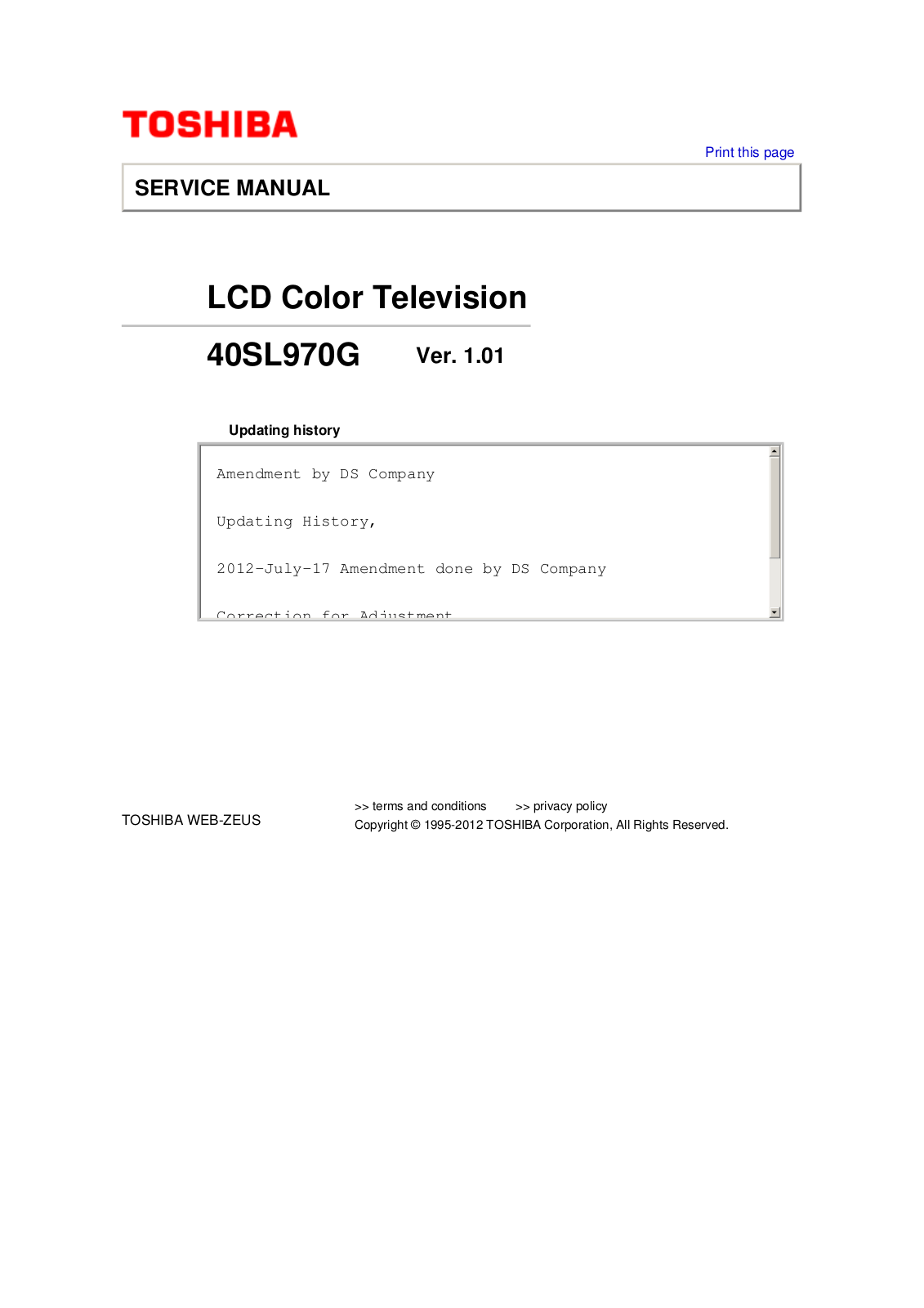 Toshiba 40SL970G Schematic