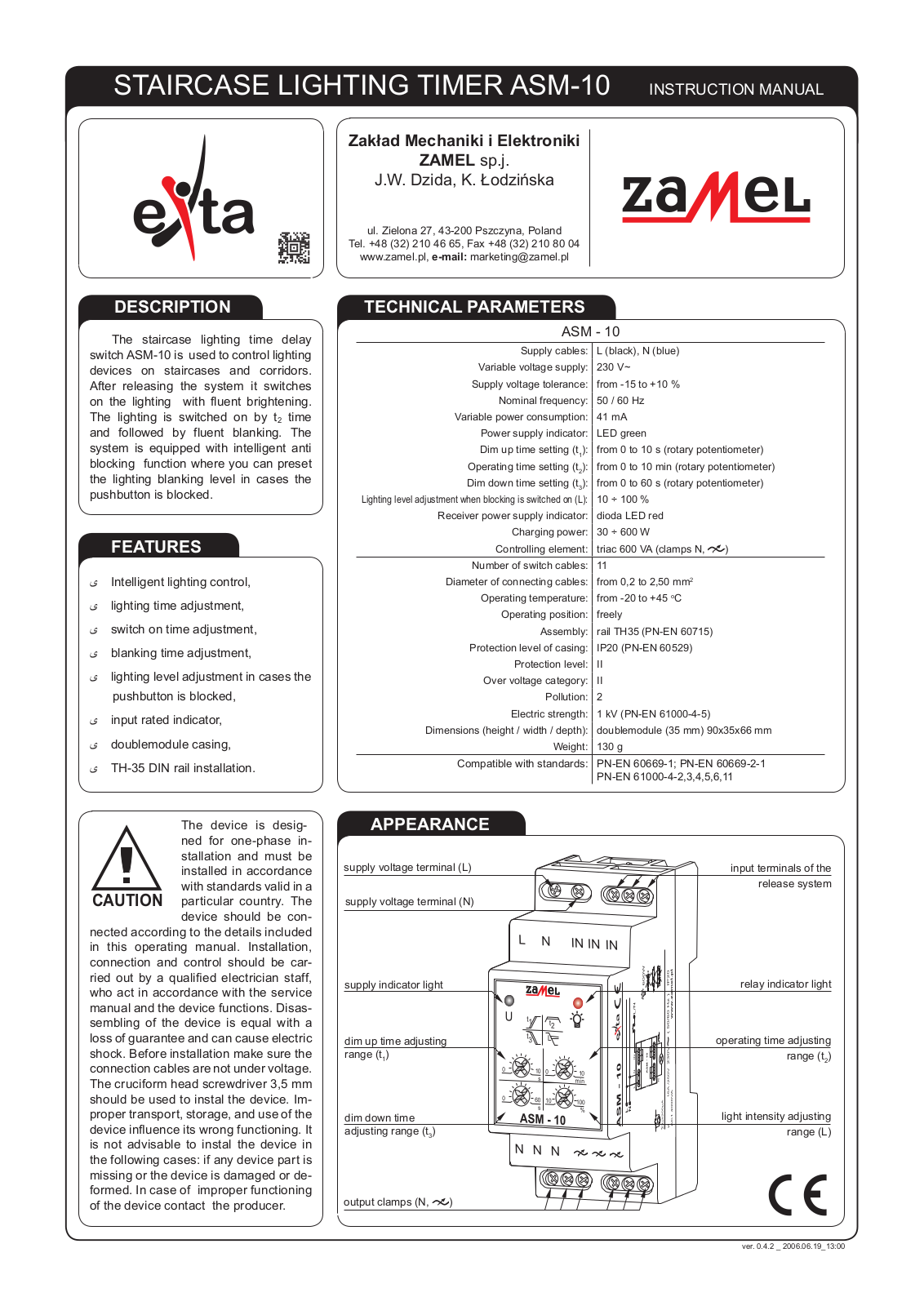 Zamel ASM-10 INSTRUCTION MANUAL