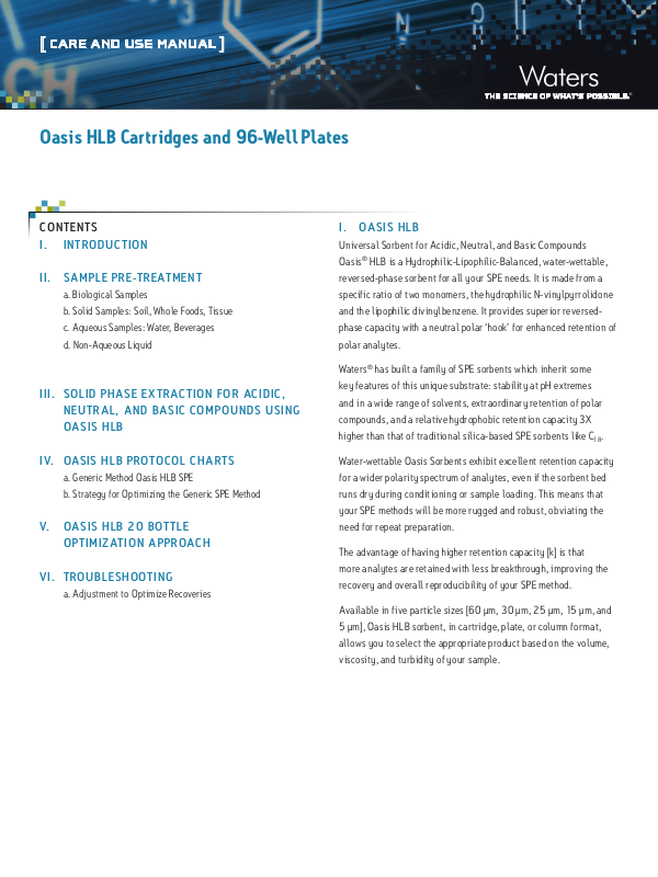 Waters Oasis HLB User Manual