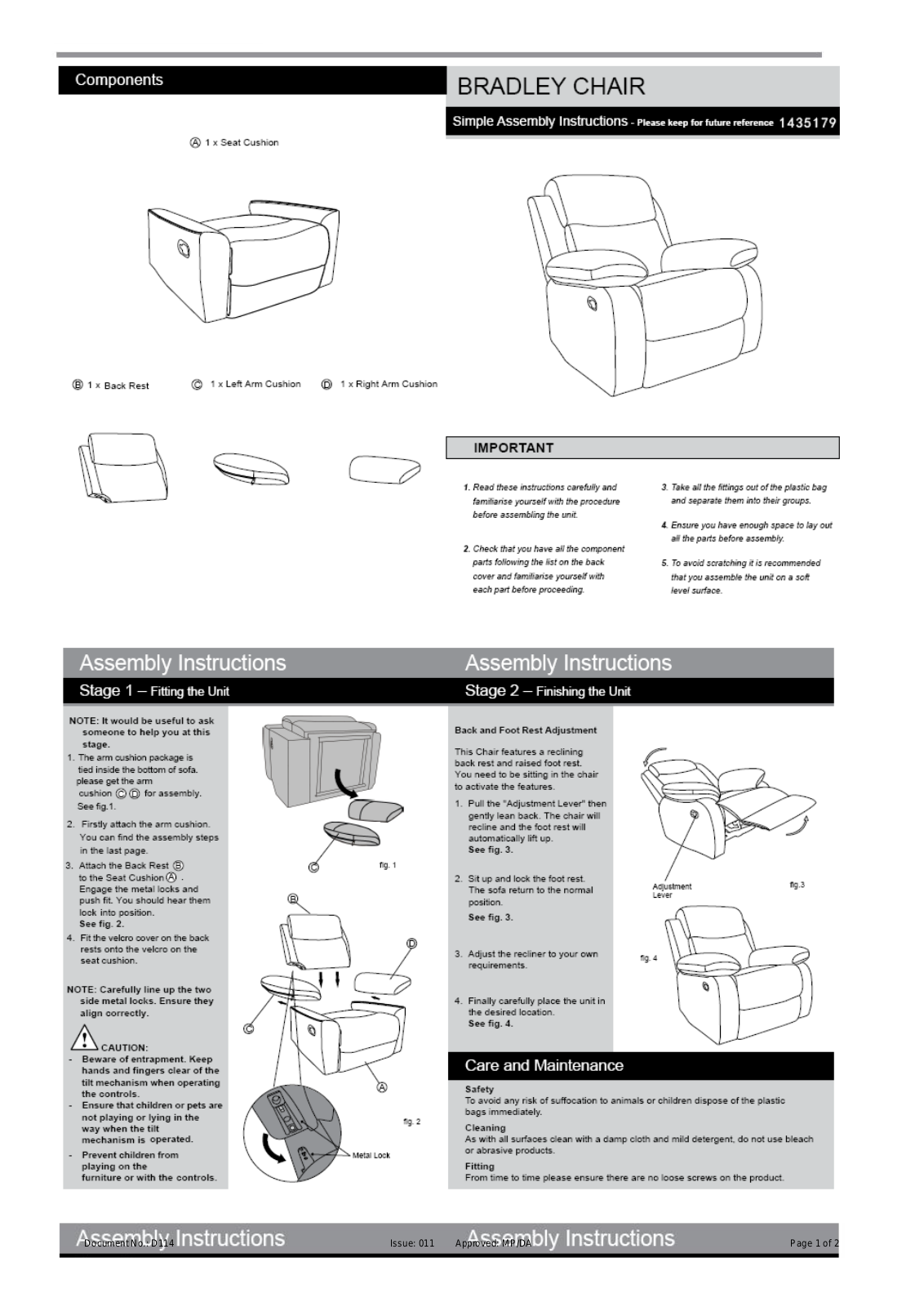 Argos 1435179 ASSEMBLY INSTRUCTIONS