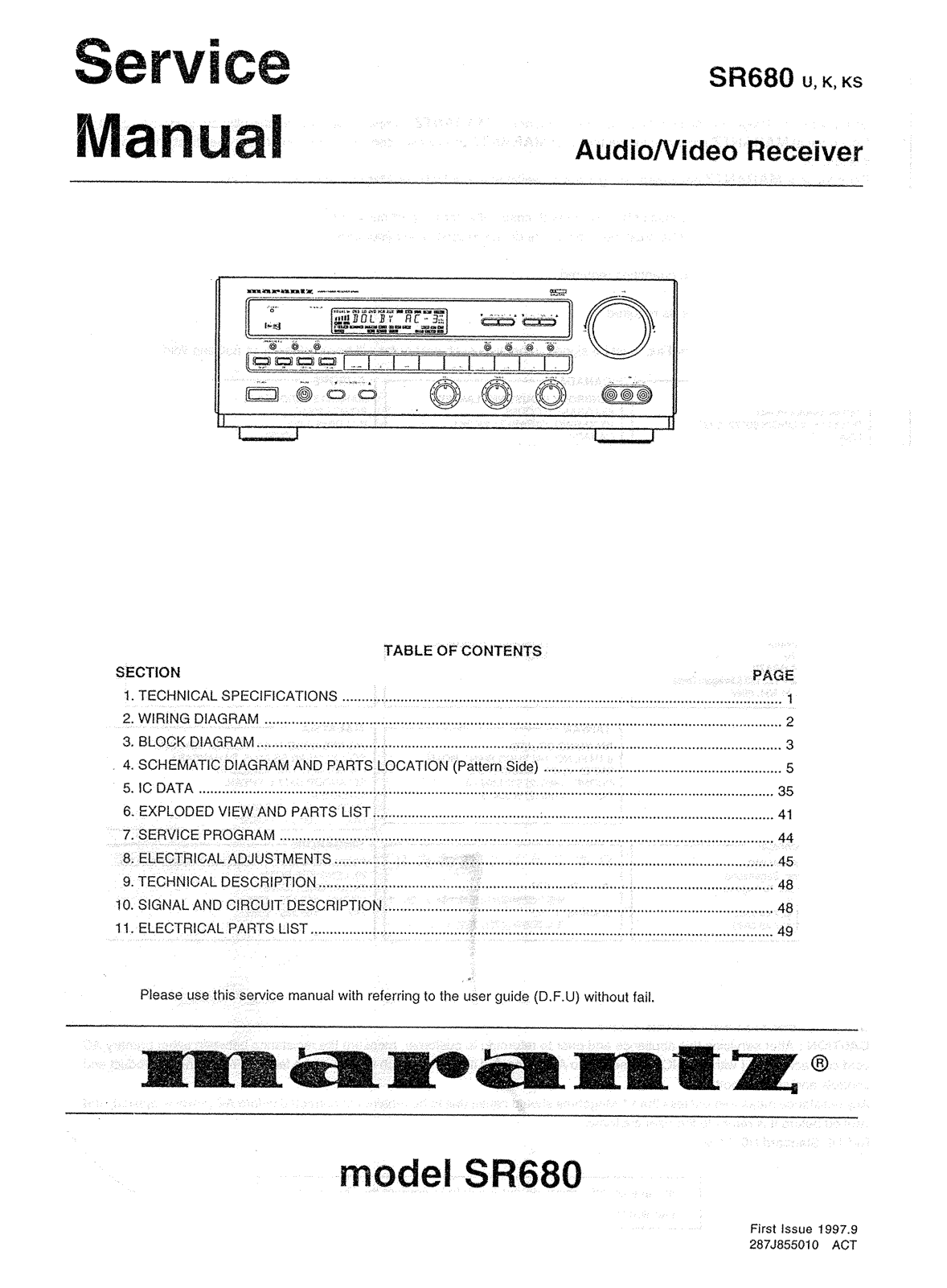 Marantz SR-680 Service Manual