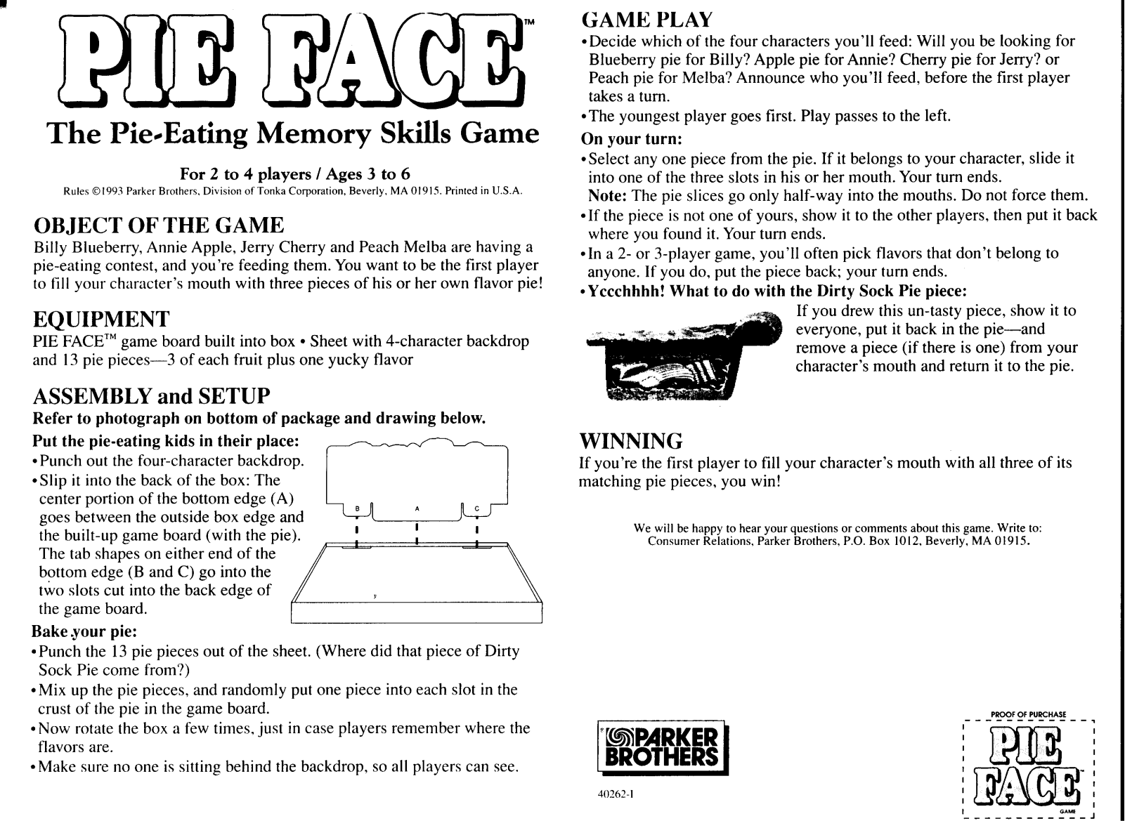 Hasbro PIE FACE User Manual