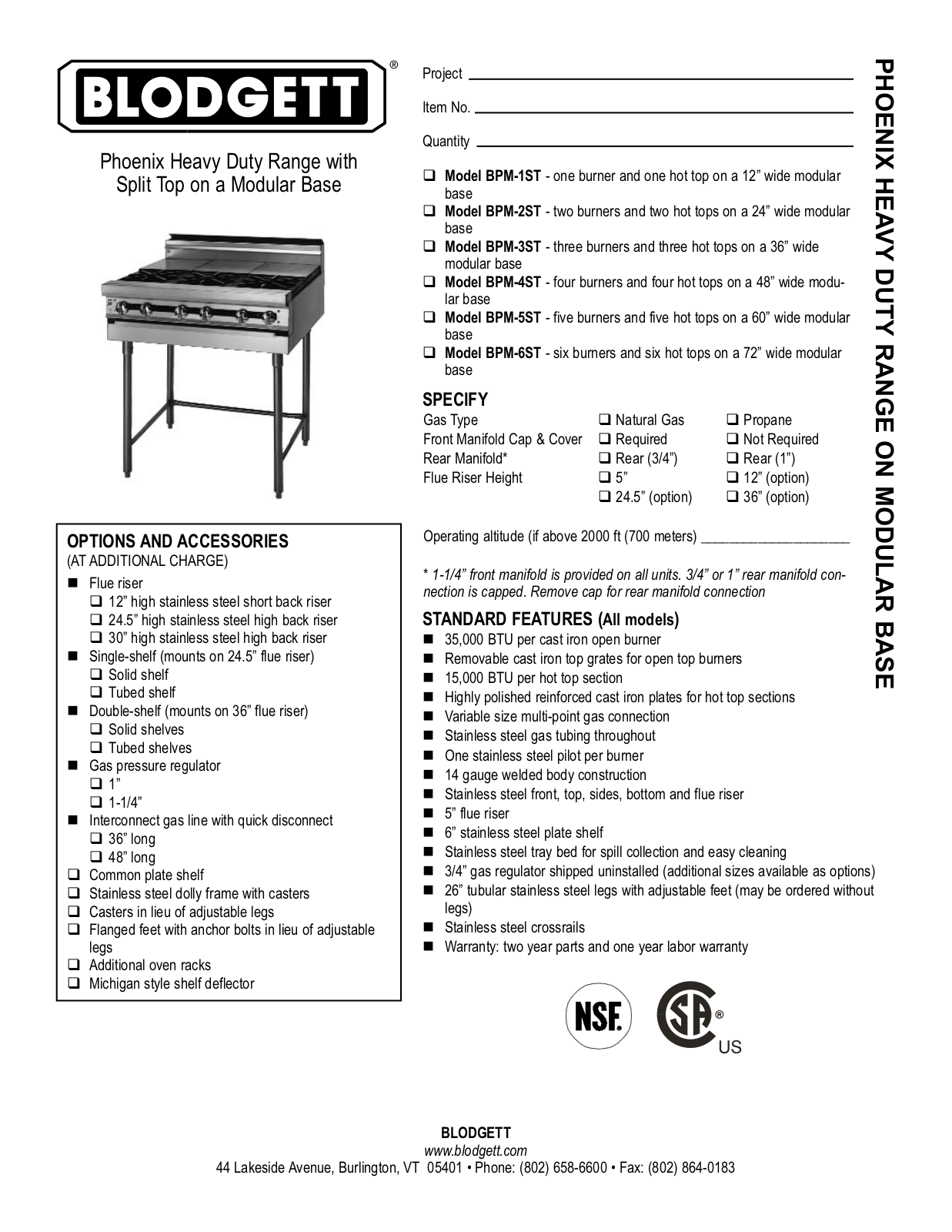 Blodgett BPM-2ST, BPM-3ST, BPM-4ST, BPM-5ST, BPM-6ST General Manual