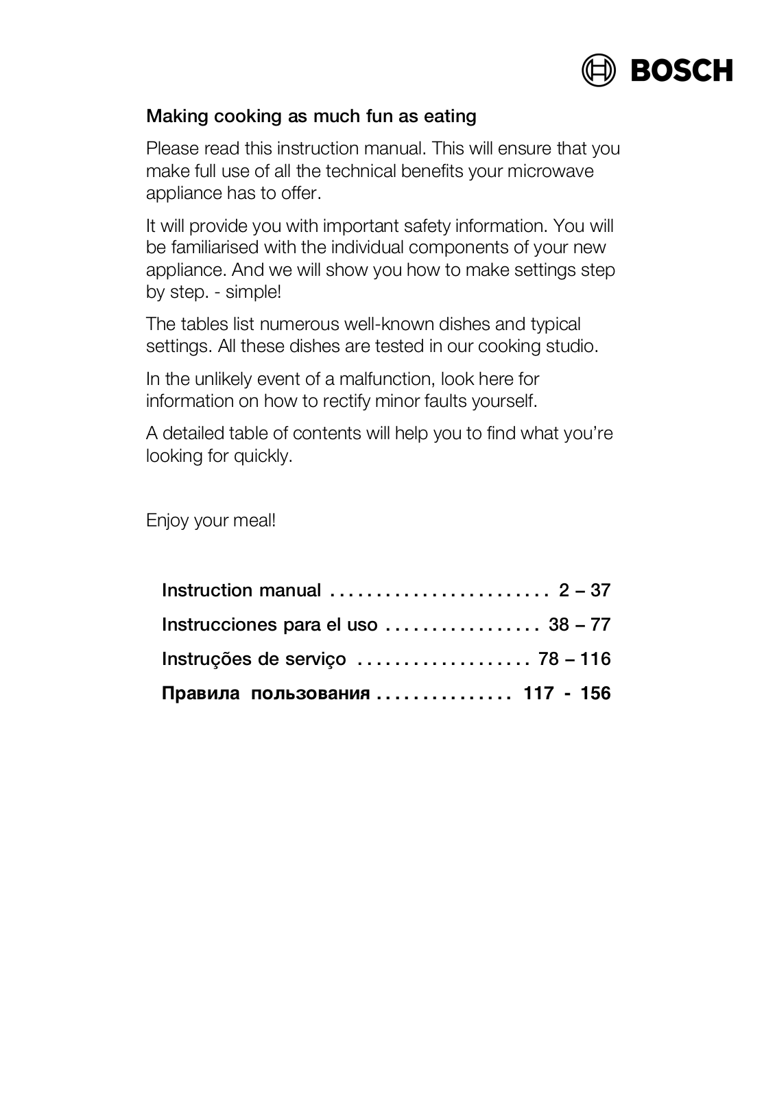 Bosch HMT35M653 User Manual