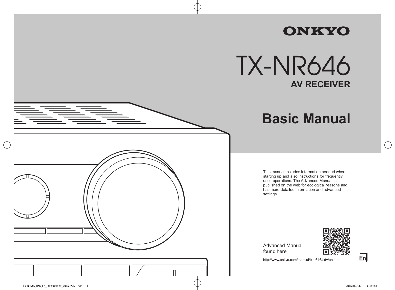 Onkyo TX-NR646 Basic Manual