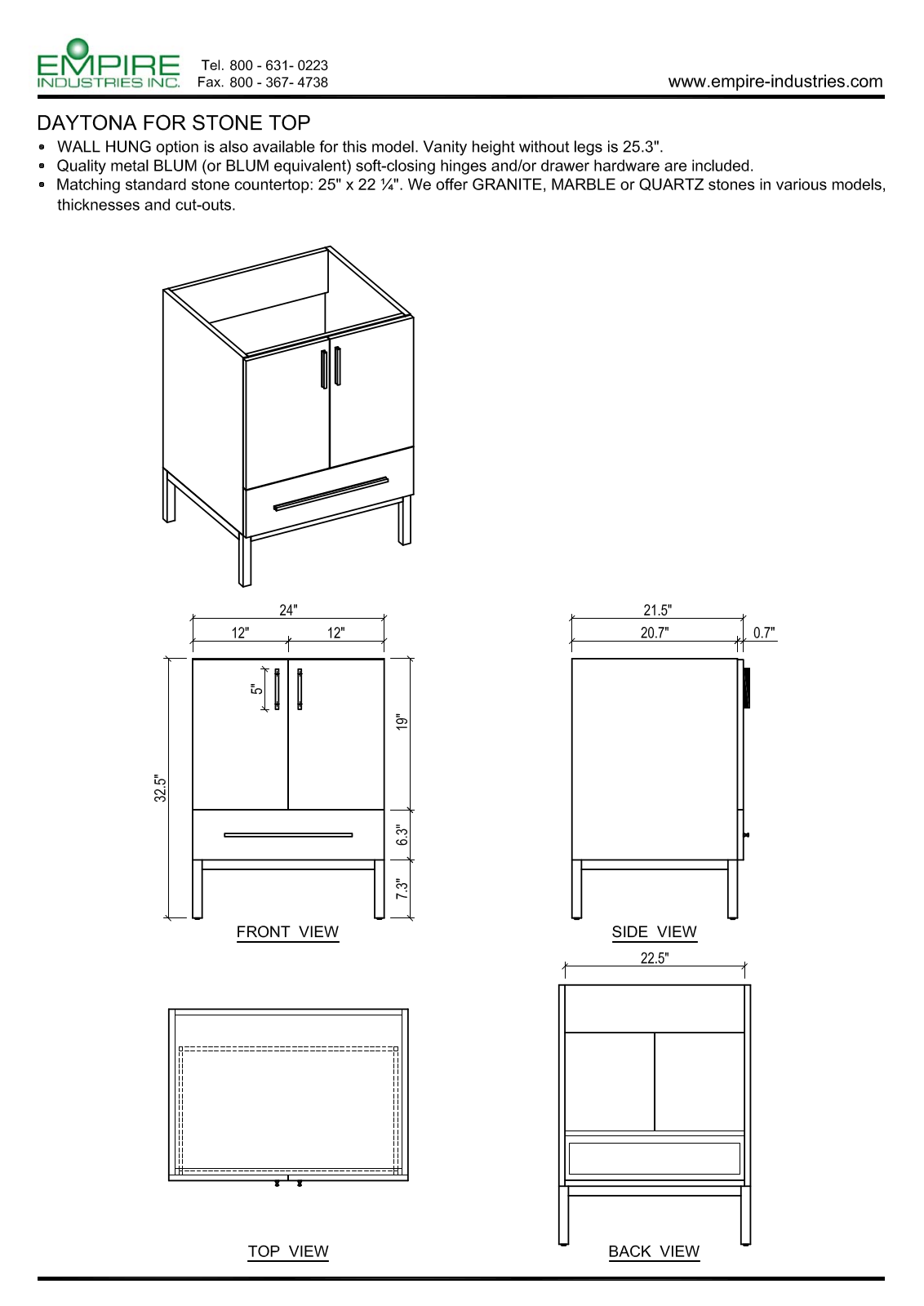 Empire Industries WDS3002BNP, DS2421BWP Specs