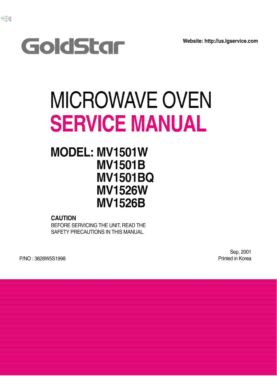 Goldstar Mv-1501w Service Manual