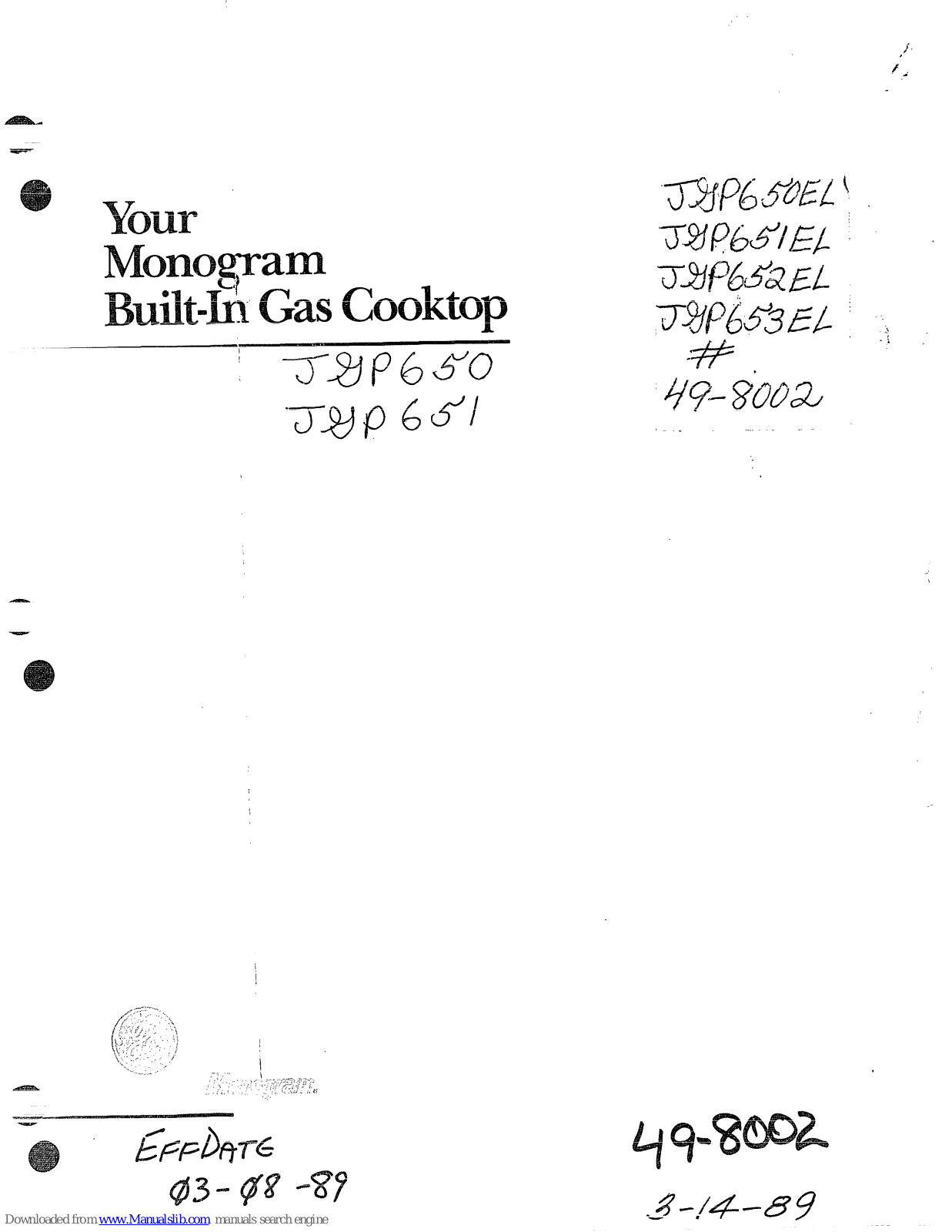 GE JGP650, JGP651, JGP652, JGP653 User Manual - ManualMachine.com