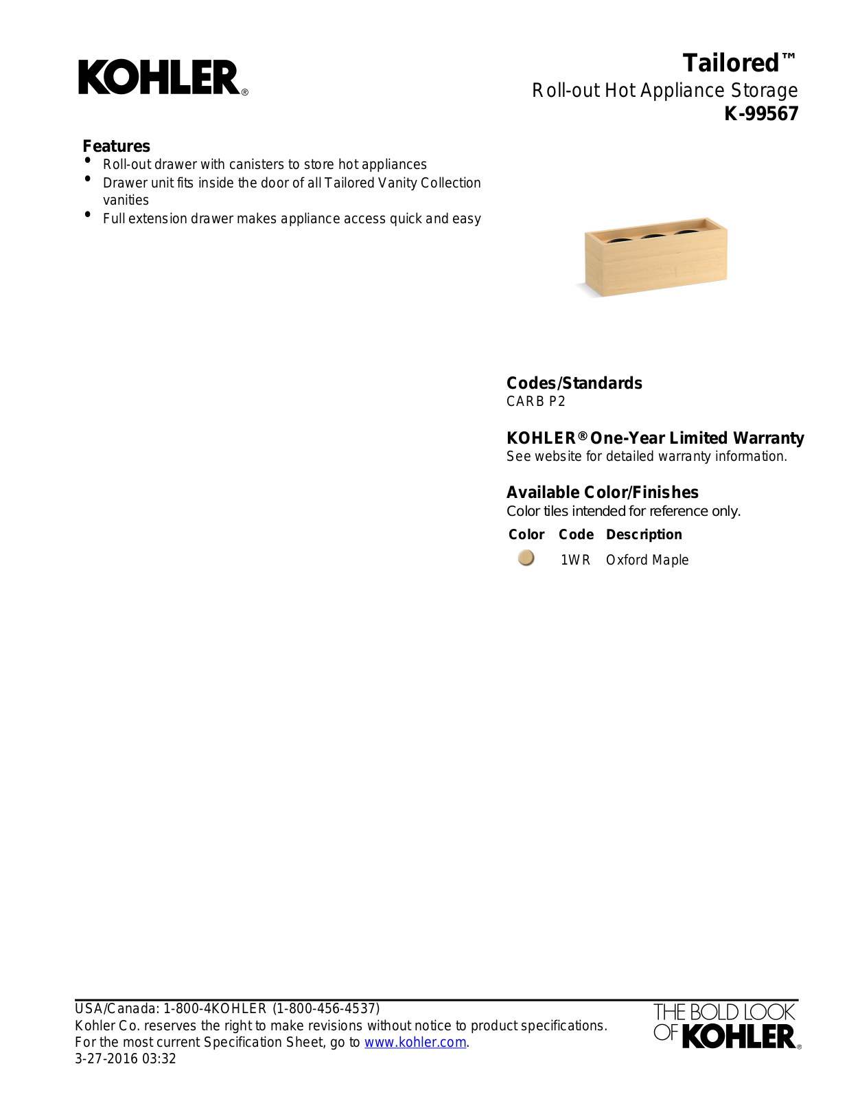Kohler KOH21586 Specifications - ManualMachine.com