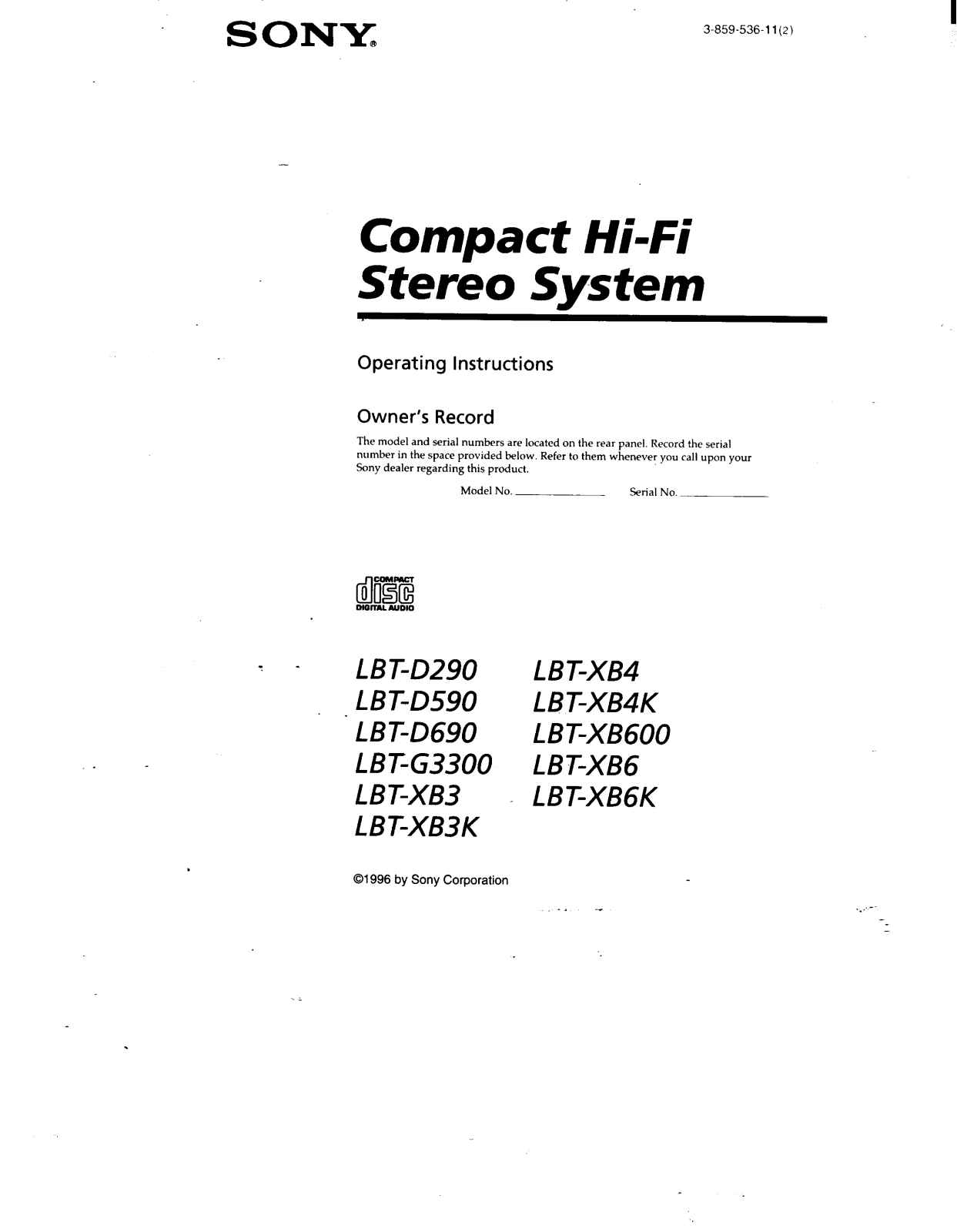 Sony LBTXB-4-K Owners manual