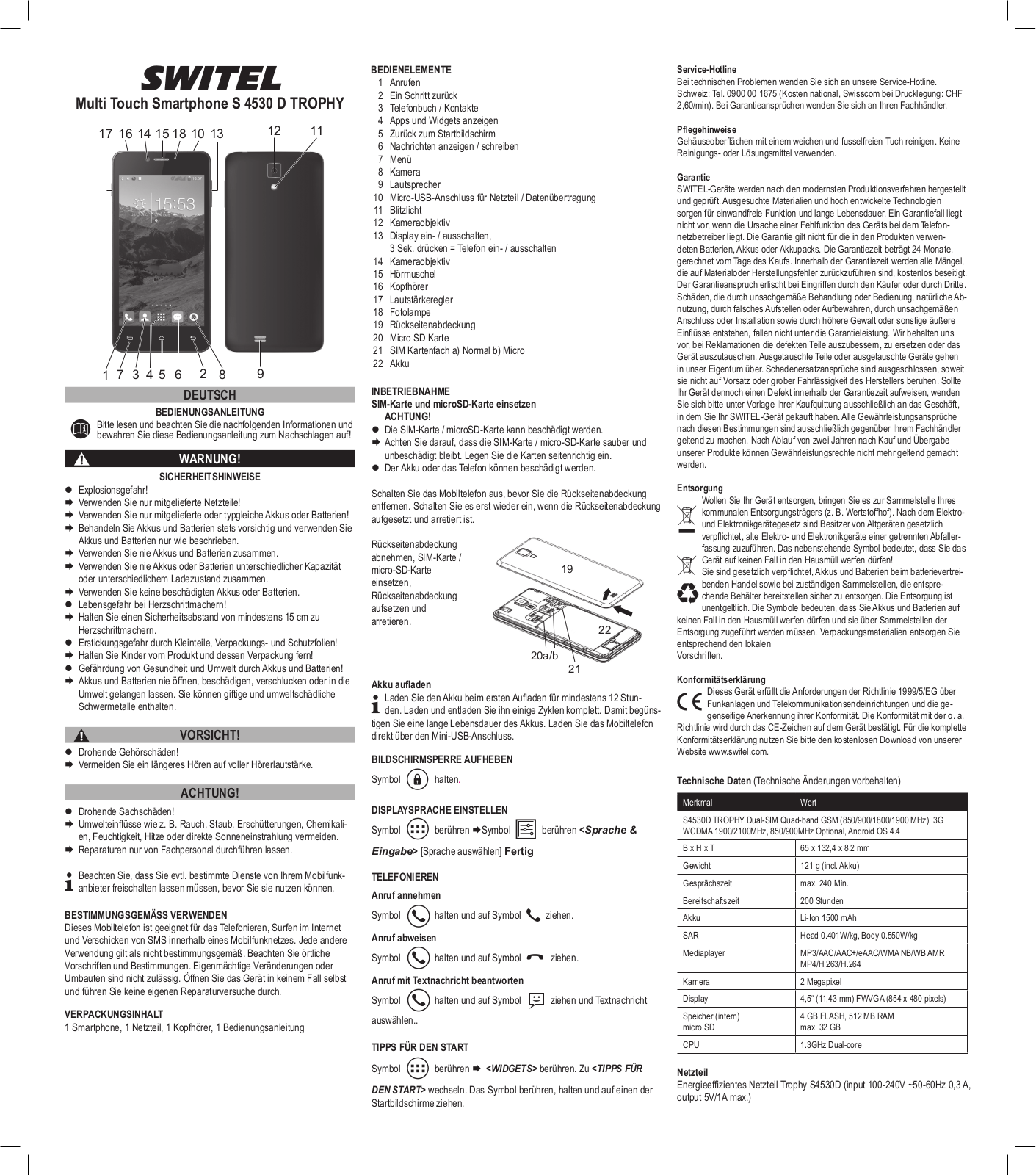 Switel S4530D Operating Instructions