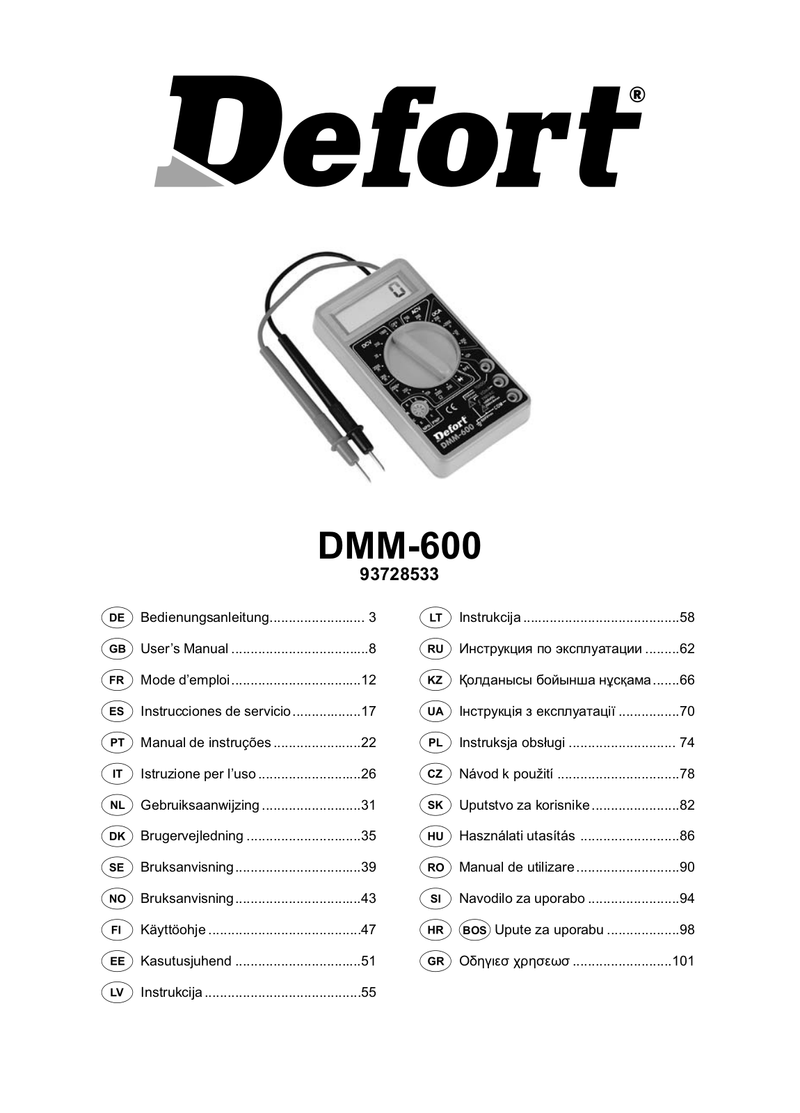 Defort DMM-600, DMM-600N User Manual