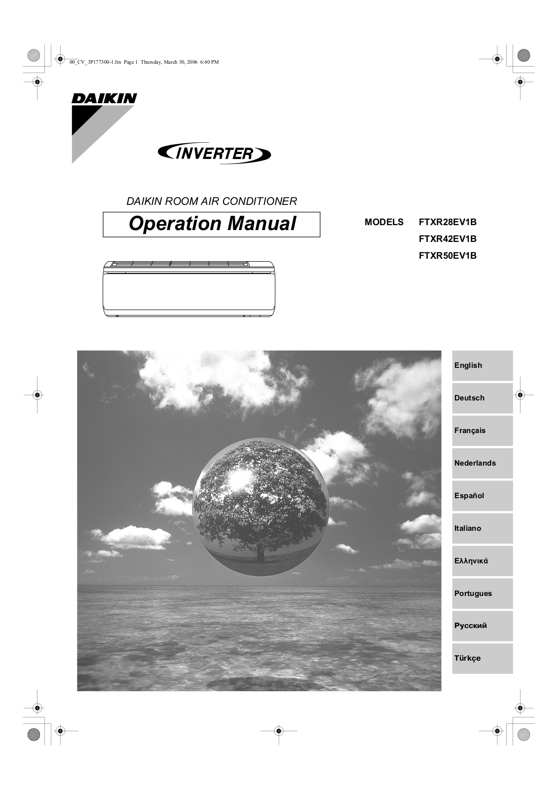 Daikin FTXR28EV1B, FTXR42EV1B, FTXR50EV1B Operation manuals