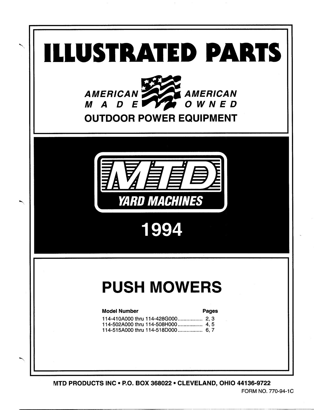 MTD 114-515A000, 114-502A000, 114-410A000, 114-428G000, 114-508H000 User Manual