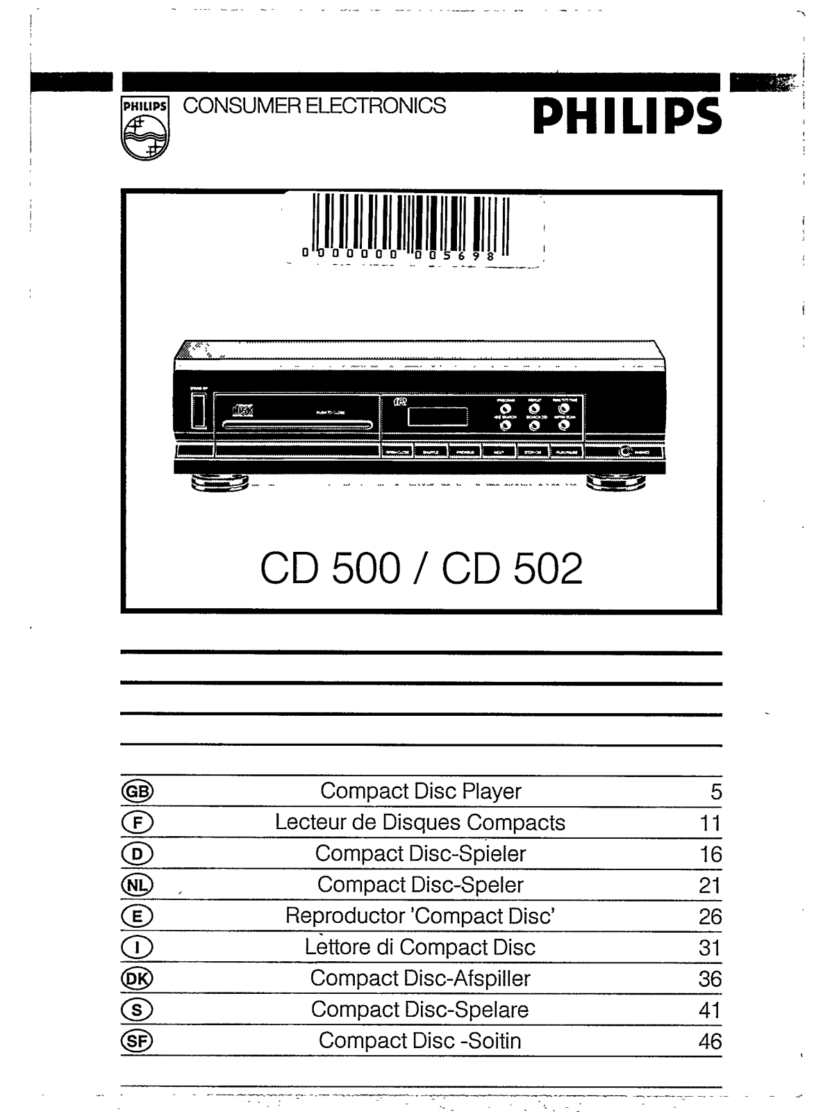 Philips CD 502, CD 500 User Manual