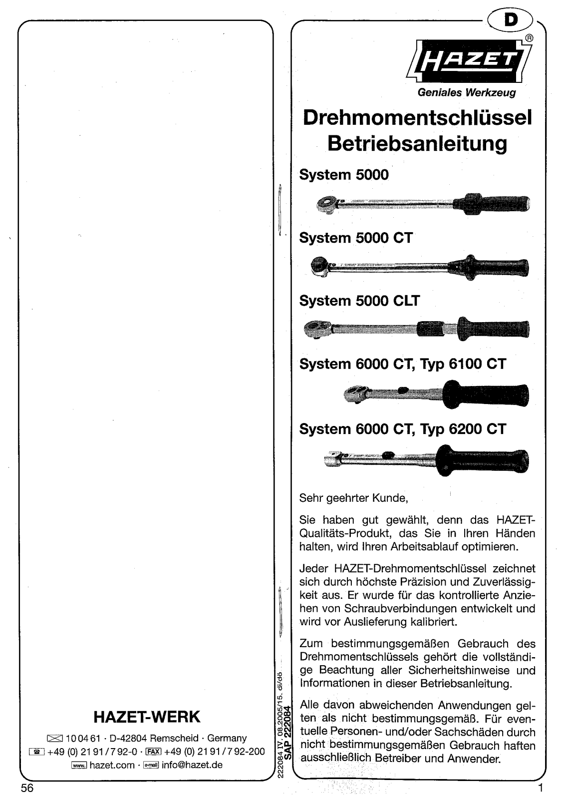 Hazet 5110-1 CT User guide