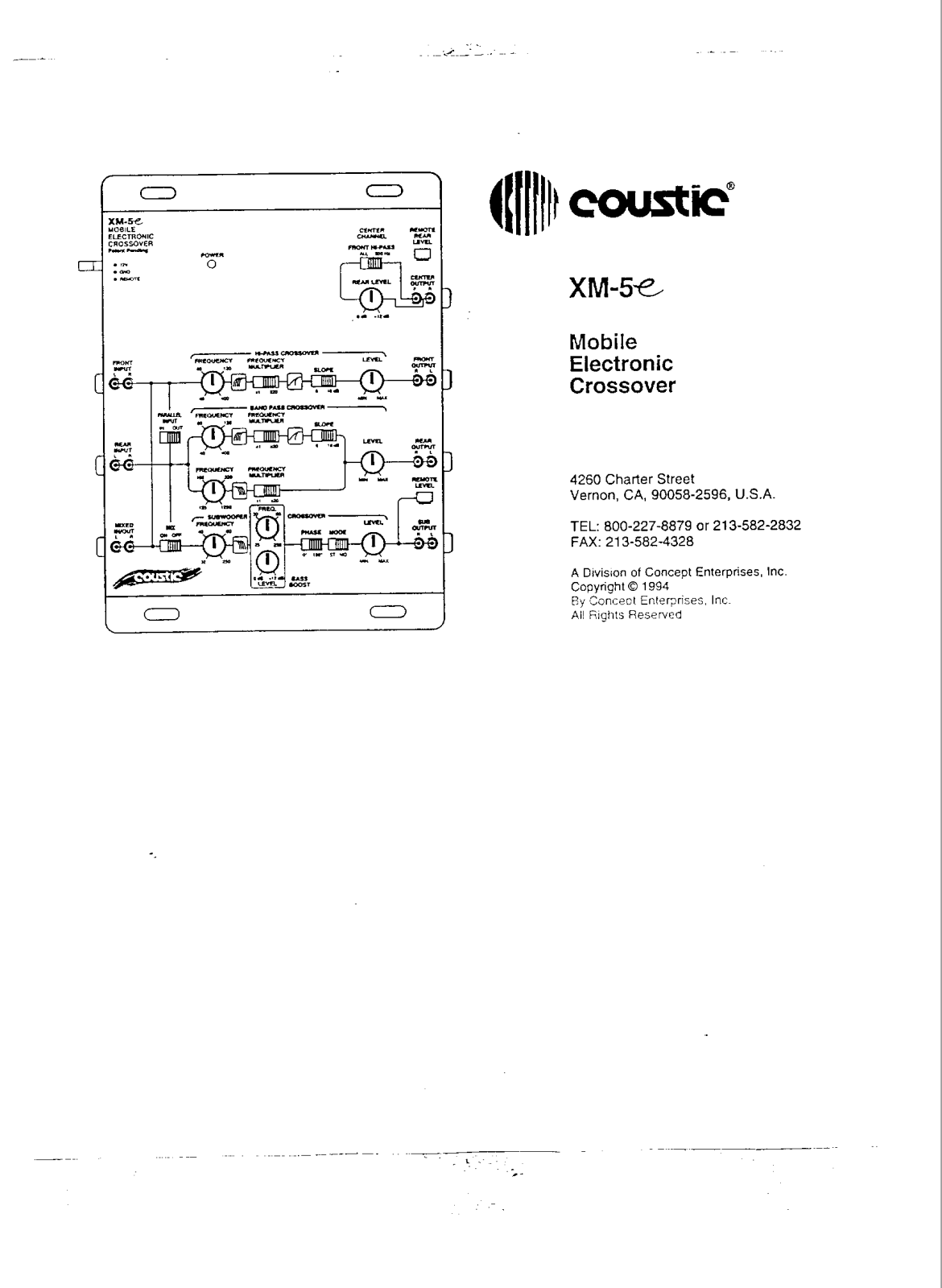 Coustic XM-5e Instruction Manual