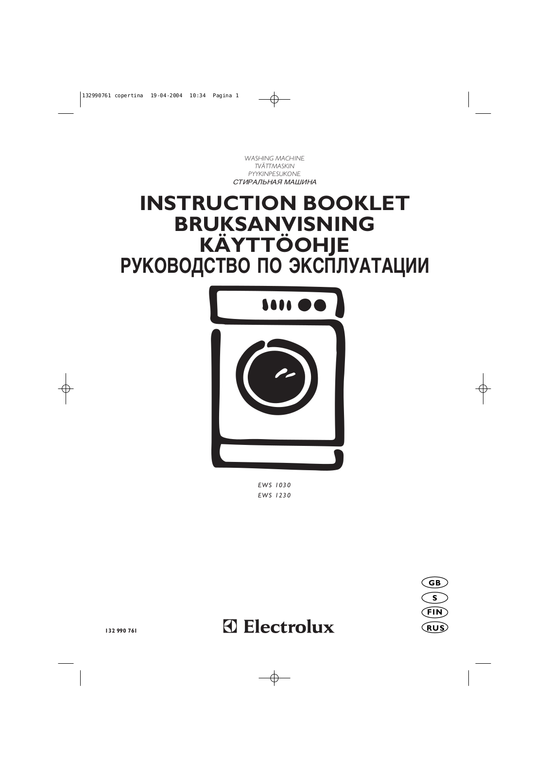 ELECTROLUX EWS1030 User Manual