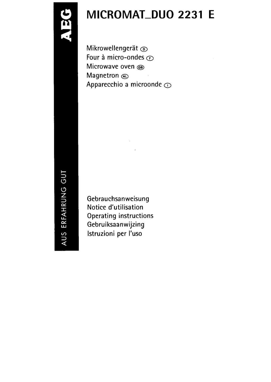 AEG-Electrolux MCDUO2231E-W, MCDUO2231E-B User Manual