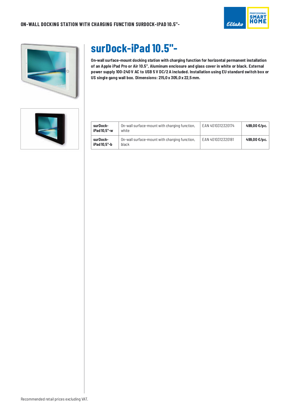 Eltako surDock-iPad 10.5 User Manual